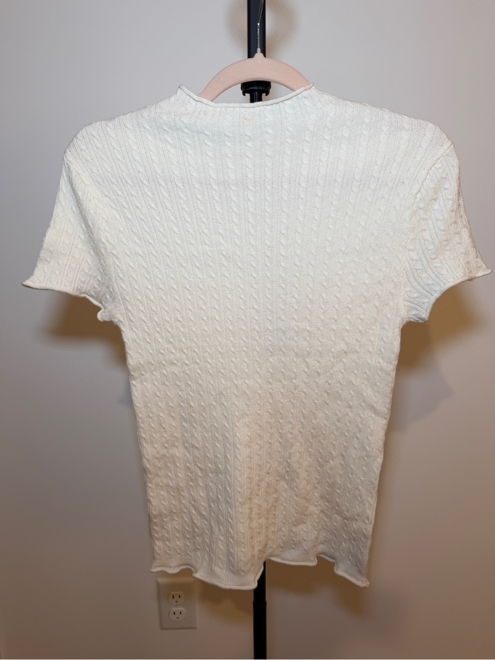 Altar'd State Ivory Cable Knit Short Sleeve Tunic
